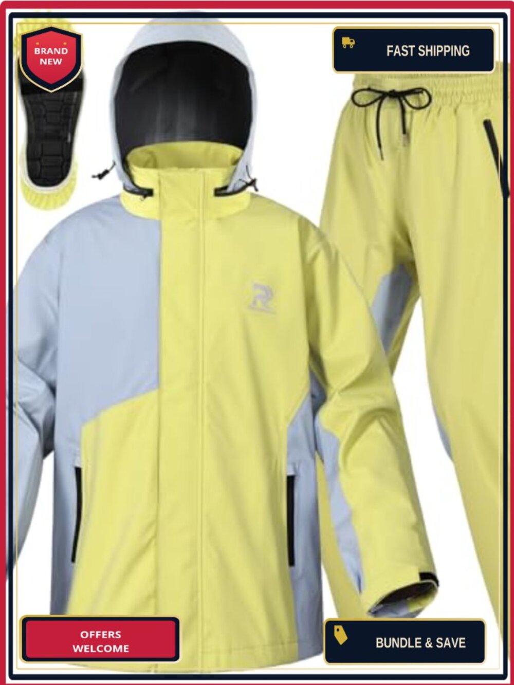 Rain Suit for Men Waterproof Lightweight 3-Piece Rain Gear
